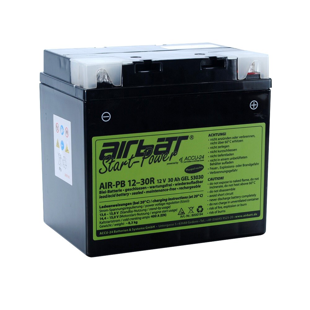 AIRBATT Start-Power AIR-PB 12-30R 12V 30Ah Gel-Starterbatterie 53030 - Pluspol rechts