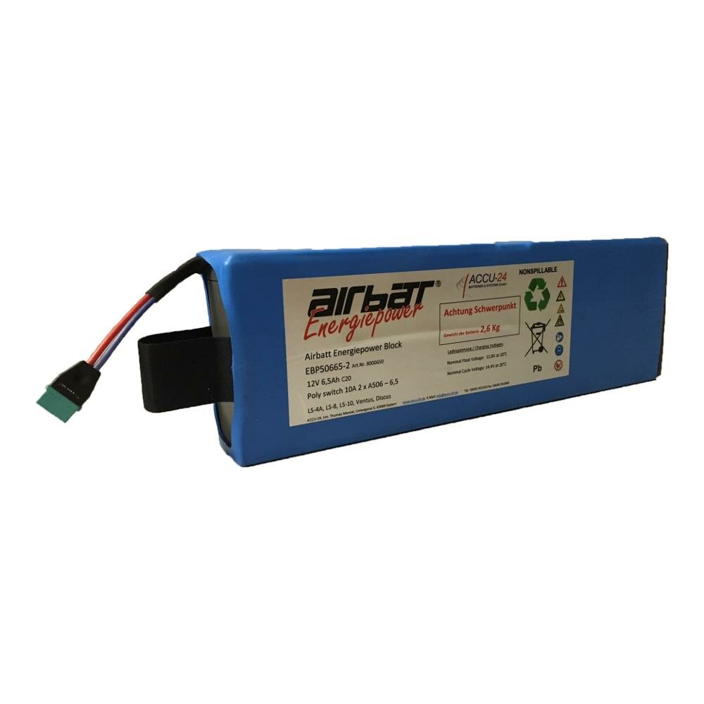 AIRBATT Energiepower AIR-PBH 50665-2TYCK Blei/Gel Heckbatterie 12V 6,5Ah mit Tyco-Kupplung für LS4-A, LS6 - LS10