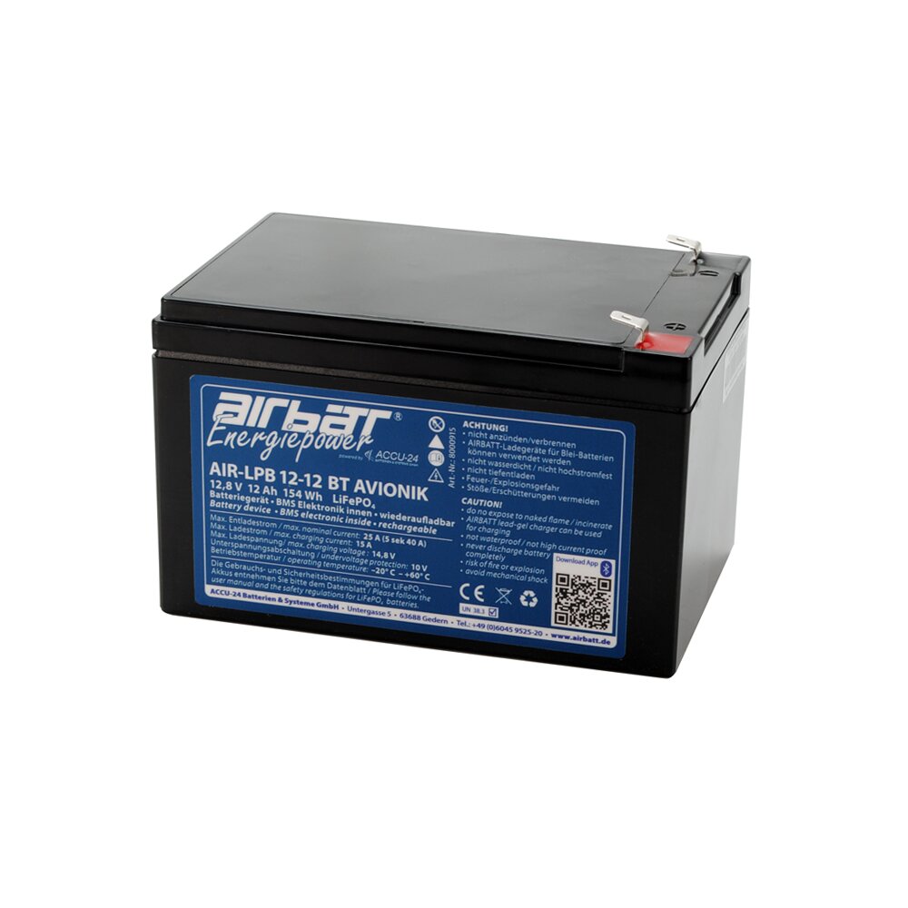 AIRBATT Energiepower AIR-LPB 12-12 BT AVIONIK 12,8V 12Ah LiFePO4 Avionikbatterie