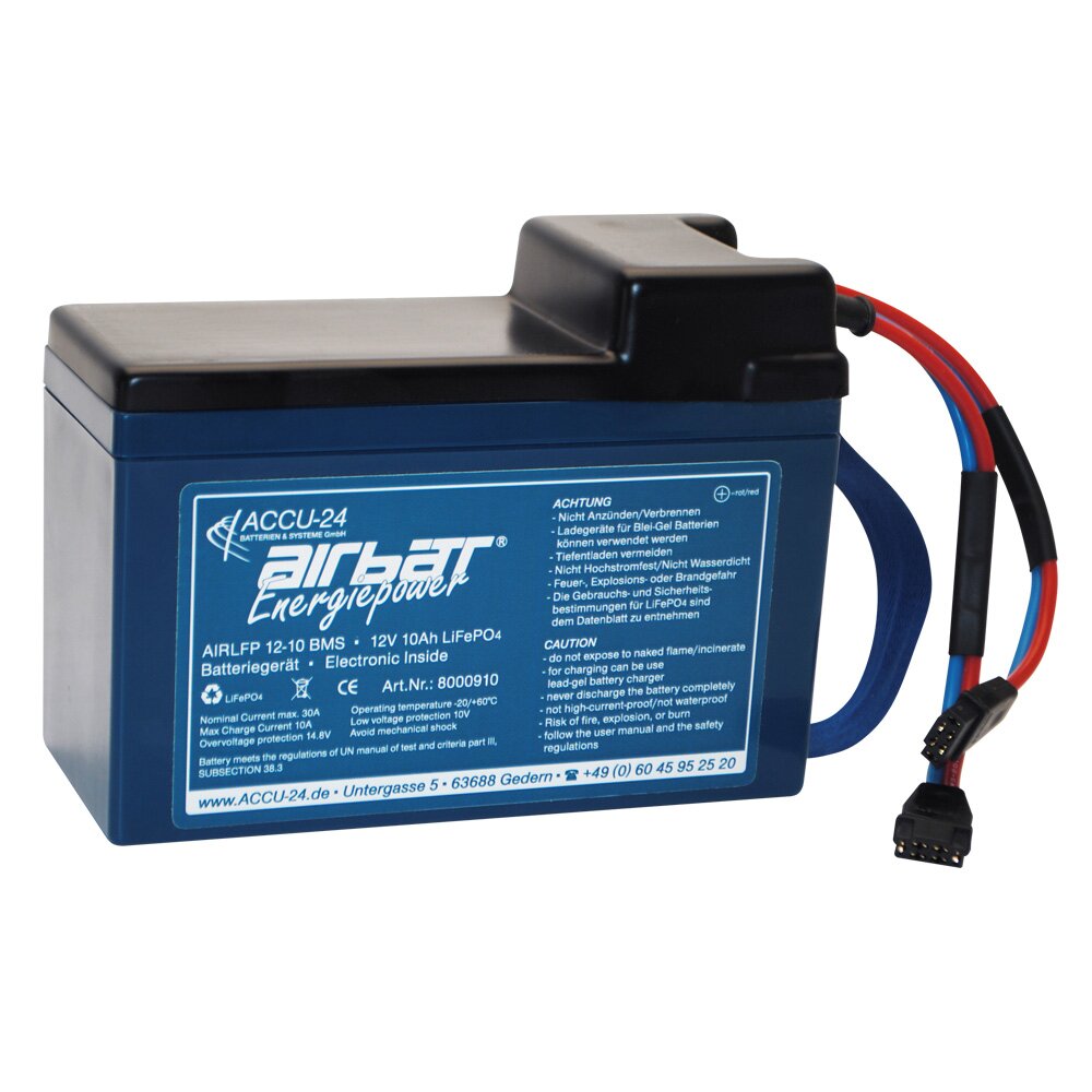 AIRBATT Energiepower AIR-LPB 12-12 AS33-M1 12,8V 12Ah LiFePO4-Motorbatterie für Schleicher AS 33 mit 2x MPX-Kupplung 2,5mm² &amp; Trageschlaufe