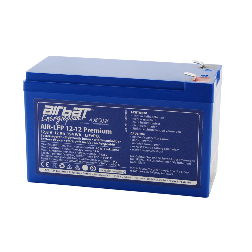 AIRBATT Energiepower AIR-LFP 12-12 Premium 12,8V 12Ah Versorgungsbatterie